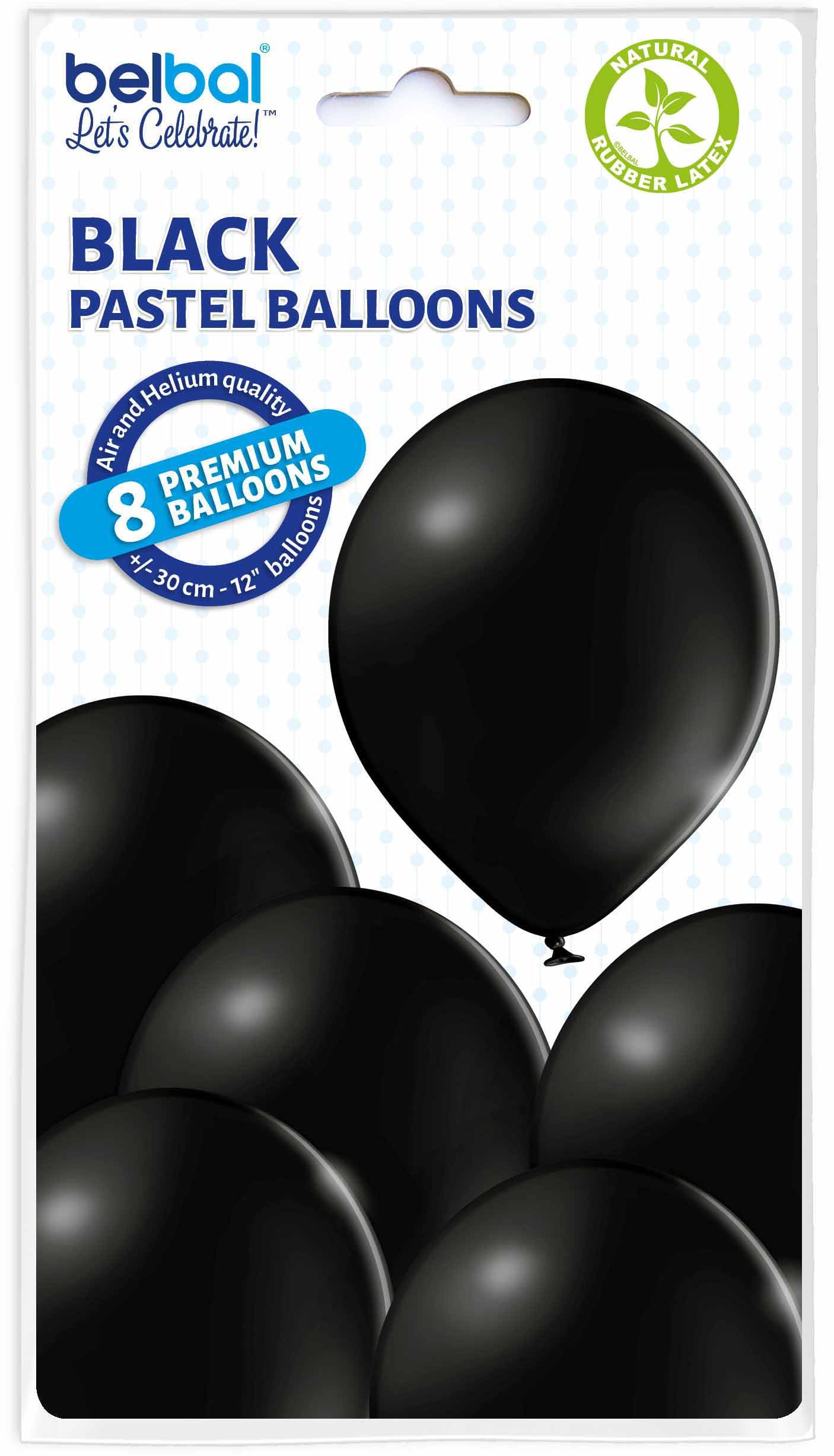 30cm Balloon pastel, black (1 pkt / 8 pc.)