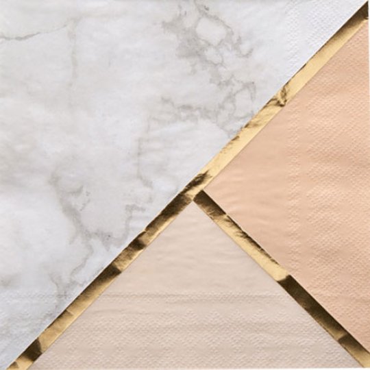 COLOUR BLOCK MARBLE PEACH PAPER NAPKINS (16)