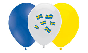 Latexballonger Kombo - Sverige Gult & Blått 10-pack