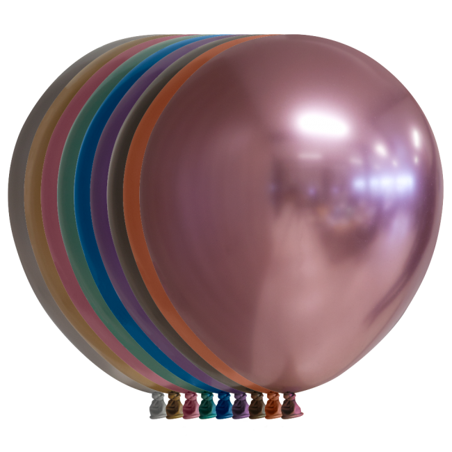 25 Chrome / Mirror balloons, 12'' - mixed colors