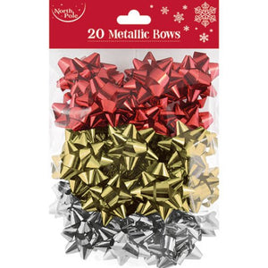 5CM RED, GOLD & SILVER METALLIC BOWS (20)