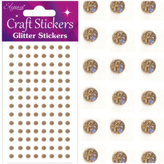 4MM CHAMPAGNE GOLD GLITTER GEM CRAFT STICKERS (112)