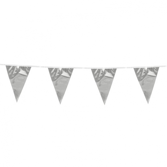 Bunting 10m. silver metallic - size flags: 20x30cm