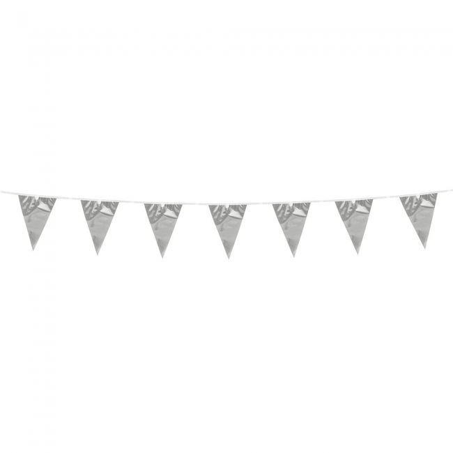 Bunting 3m. silver metallic - size flags:10x15cm