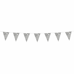 Bunting 3m. silver metallic - size flags:10x15cm