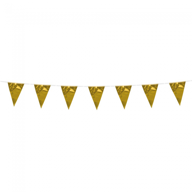 Bunting 3m. gold metallic - size flags:10x15cm