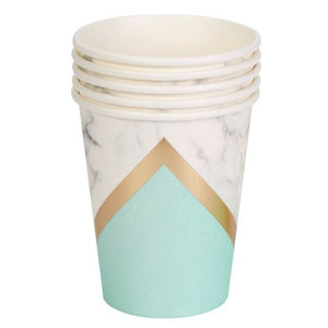 COLOUR BLOCK MARBLE MINT PAPER CUPS (8)