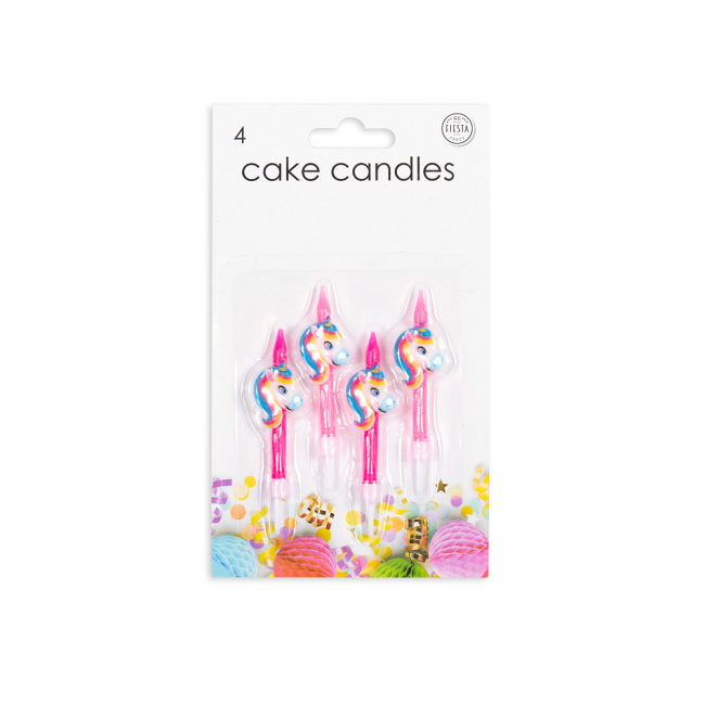4 Cake candles with Unicorn