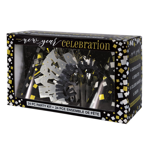 SILVER & GOLD NEW YEAR'S EVE PARTY KIT (24PC)