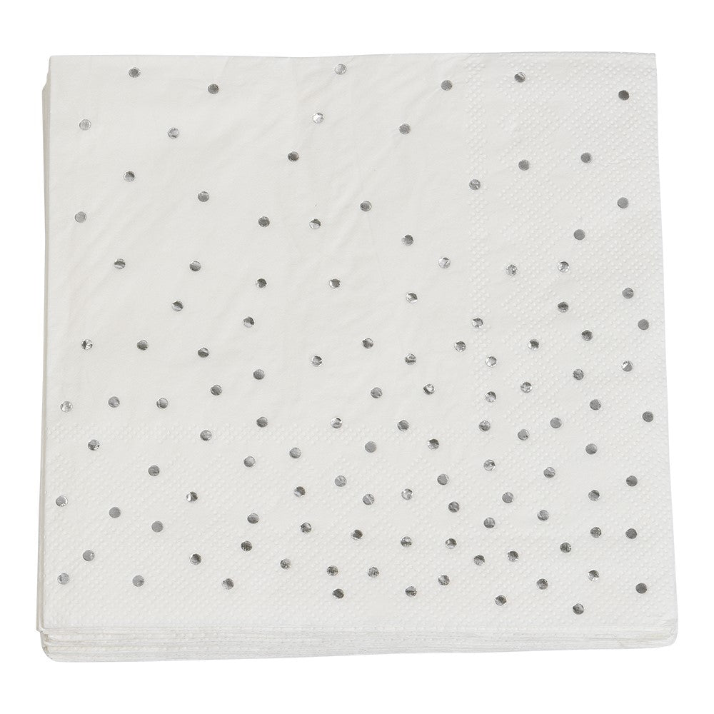 PAPER NAPKINS 33 x 33 CM DOTS SILVER 16-P