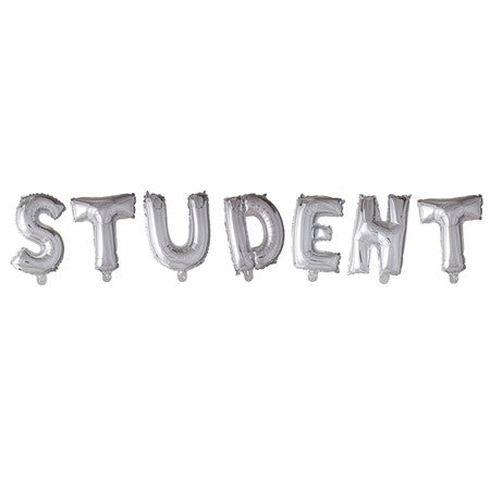 FOIL BALLOON TEXT STUDENT SILVER 40 CM