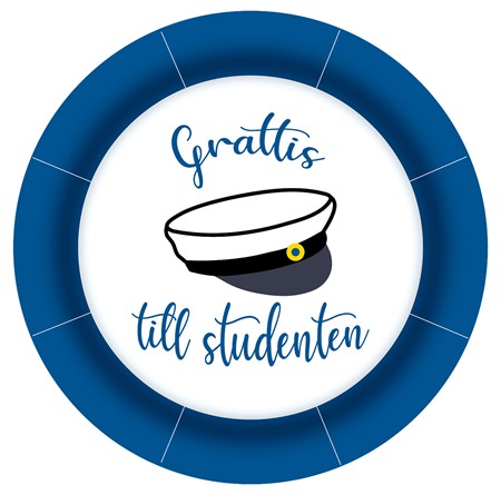 PAPER PLATE STUDENTMÖSSA 23 CM 8-P