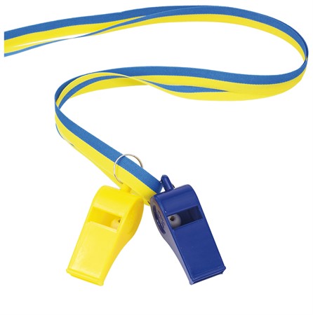 VISSELPIPOR I BAND BLÅ/GUL 2-P