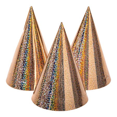 PARTY HAT HOLOGRAPHIC ROSE GOLD 6-P