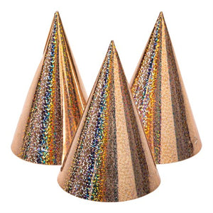 PARTY HAT HOLOGRAPHIC ROSE GOLD 6-P