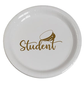 PAPER PLATE STUDENT GOLD 23 CM 8-P