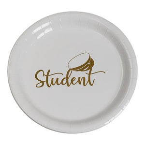 PAPER PLATE STUDENT GOLD 18 CM 8-P