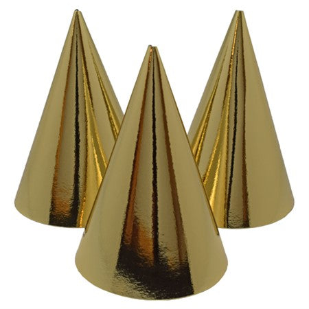 PARTY HAT FOIL GOLD 6-P