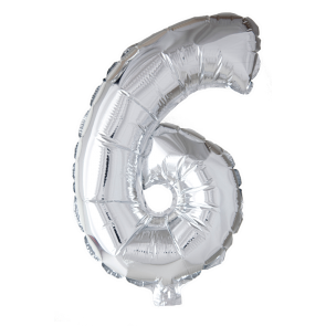 Foliesiffra "6" Silver 16"