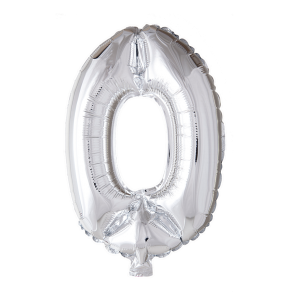 Foliesiffra "0" Silver 16"