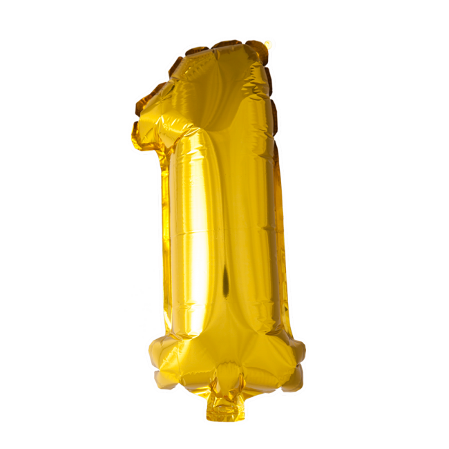 Foliesiffra "1" Guld 16"