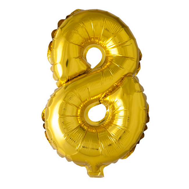 Foliesiffra "8" Guld 16"