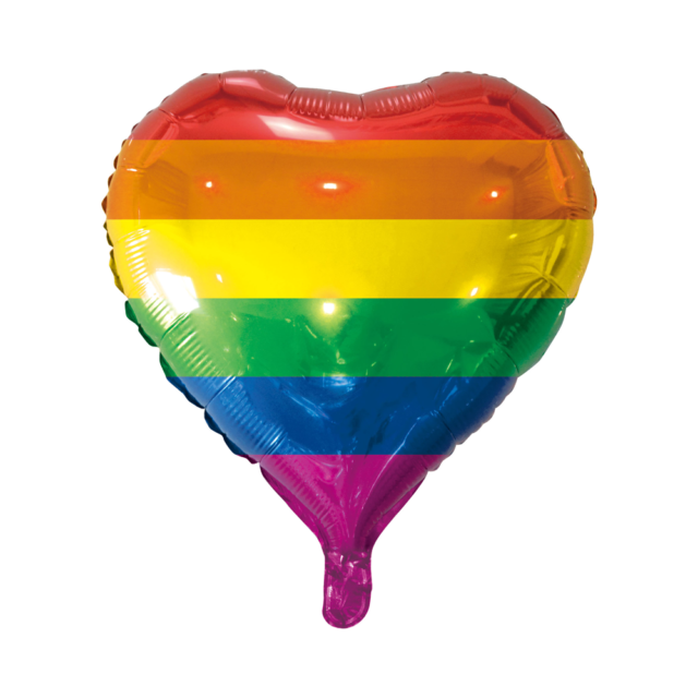 FOILBALLOON HEARTSHAPE 18” RAINBOWFLAG