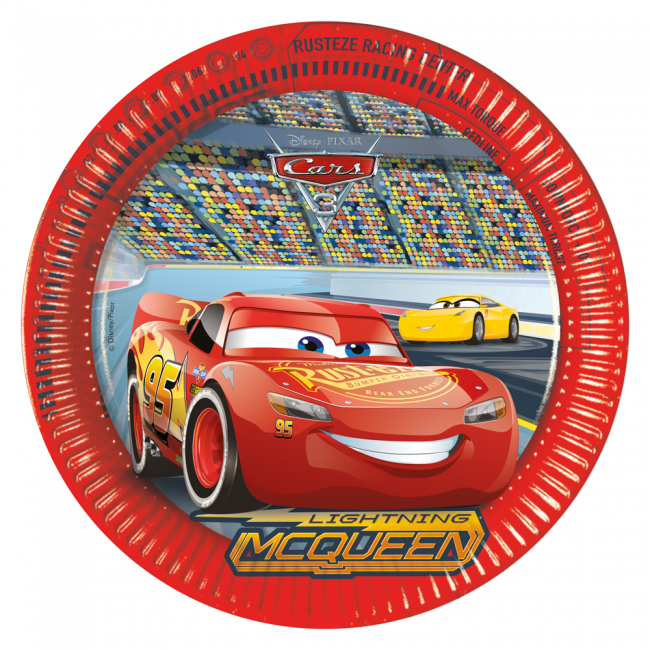 8 Paper Plates Large 23cm - Cars 3