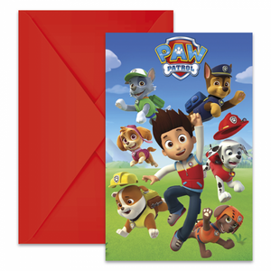 6 Die-Cut Invitations & Envelopes - Paw Patrol