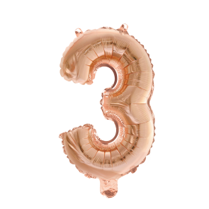 Foliesiffra "3" Roséguld 16"
