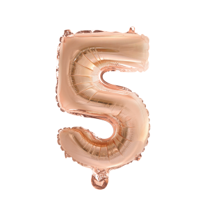 Foliesiffra "5" Roséguld 16"
