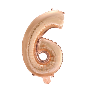 Foliesiffra "6" Roséguld 16"