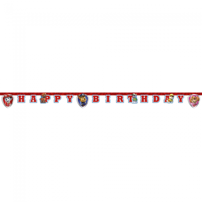 1 "Happy Birthday" Die-Cut Banner - Paw Patrol ready for action