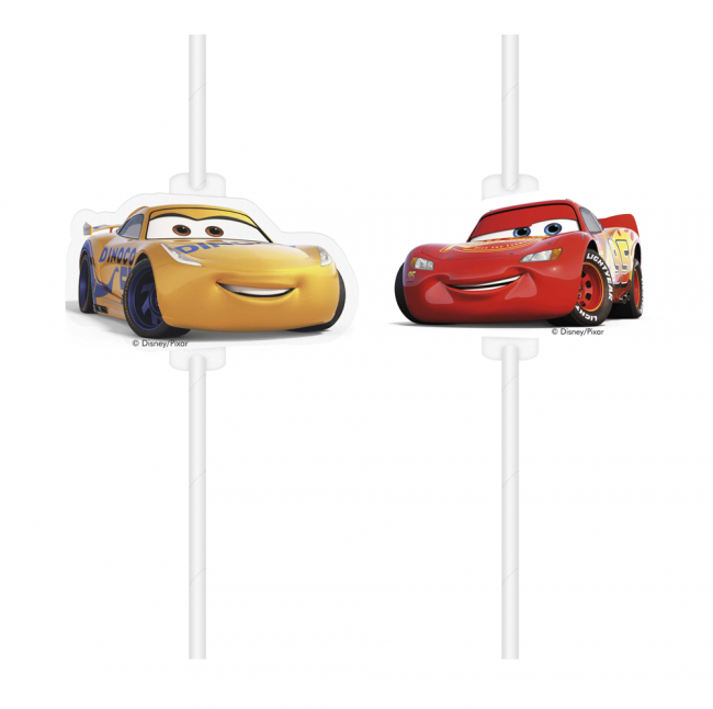 4 Medallion Paper Drinking Straws - Cars 3