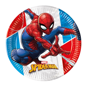 8 19,5cm Paper Plates- Spiderman Super Hero - Compostable