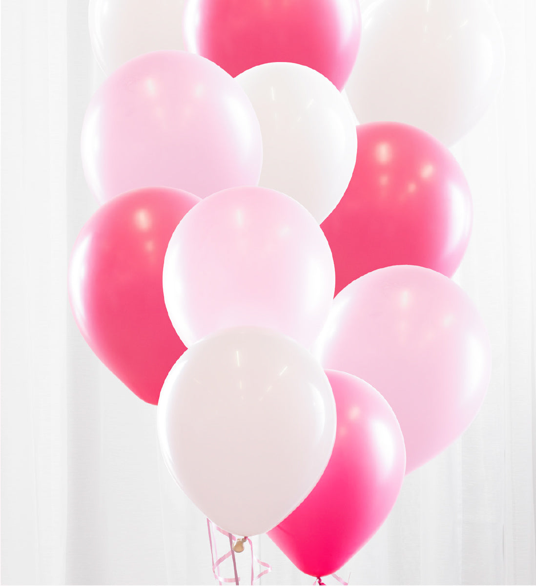 10st heliumfyllda ballonger i rosa och vitt