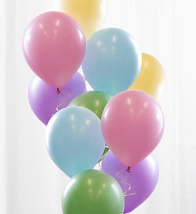 10st heliumfyllda ballonger i pastelfärger