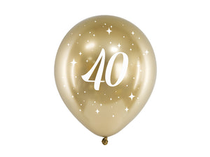 Glossy Balloons 30cm, 40, gold (1 pkt / 6 pc.)