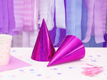 Ladda upp bild till gallerivisning, Holographic party hats, dark pink, 16cm (1 pkt / 6 pc.)
