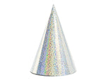 Ladda upp bild till gallerivisning, Holographic party hats, silver, 16cm (1 pkt / 6 pc.)
