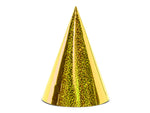 Ladda upp bild till gallerivisning, Holographic party hats, gold, 16cm (1 pkt / 6 pc.)

