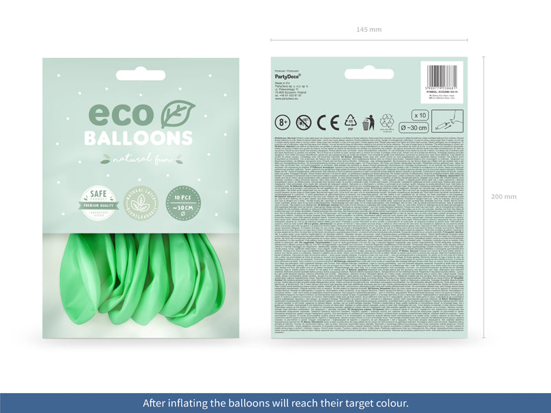 Eco Balloons 30cm metallic, mint (1 pkt / 10 pc.)