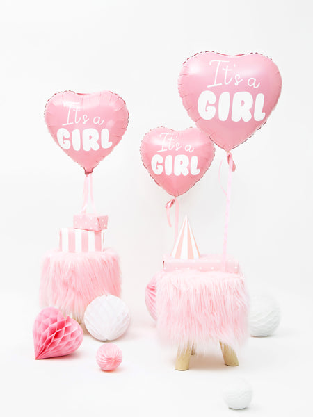 Foil Balloon Heart - It's a girl, 45cm, light pink