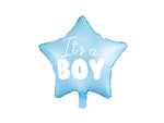 Ladda upp bild till gallerivisning, Foil Balloon Star - It&#39;s a boy, 48cm, light blue
