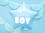 Ladda upp bild till gallerivisning, Foil Balloon Star - It&#39;s a boy, 48cm, light blue

