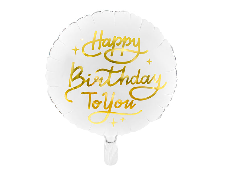 Foil balloon Happy Birthday To You, 35cm, white