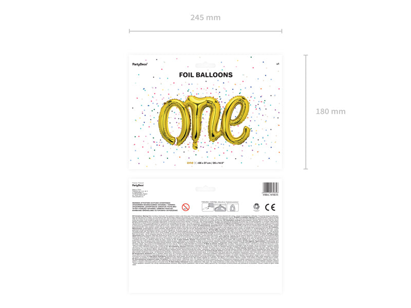 Foil balloon One, 66x37cm, gold