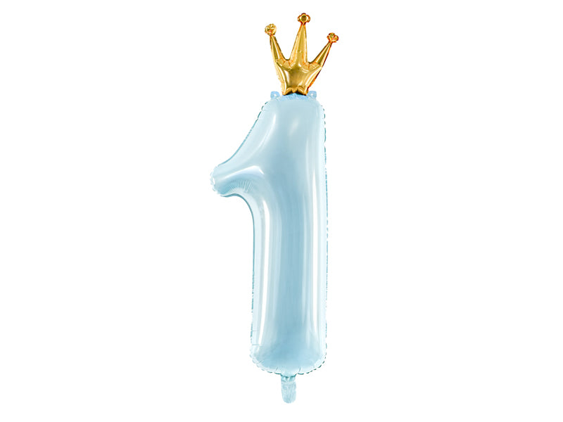 Foil Balloon Number ''1'', 30x90cm, sky-blue