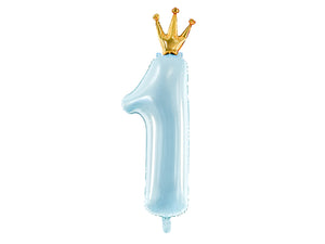 Foil Balloon Number ''1'', 30x90cm, sky-blue