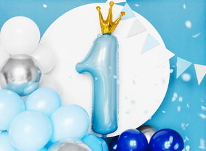 Foil Balloon Number ''1'', 30x90cm, sky-blue